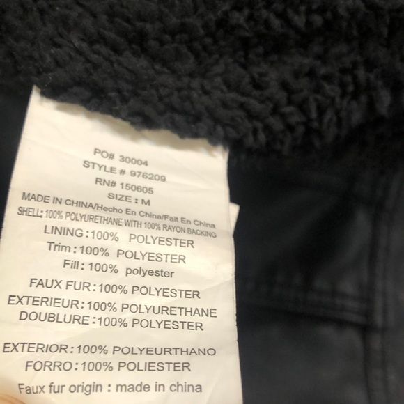 AMERICAN CULTURE Black Zip Front Faux Leather Jacket Long Sleeve size M - Picture 6 of 7